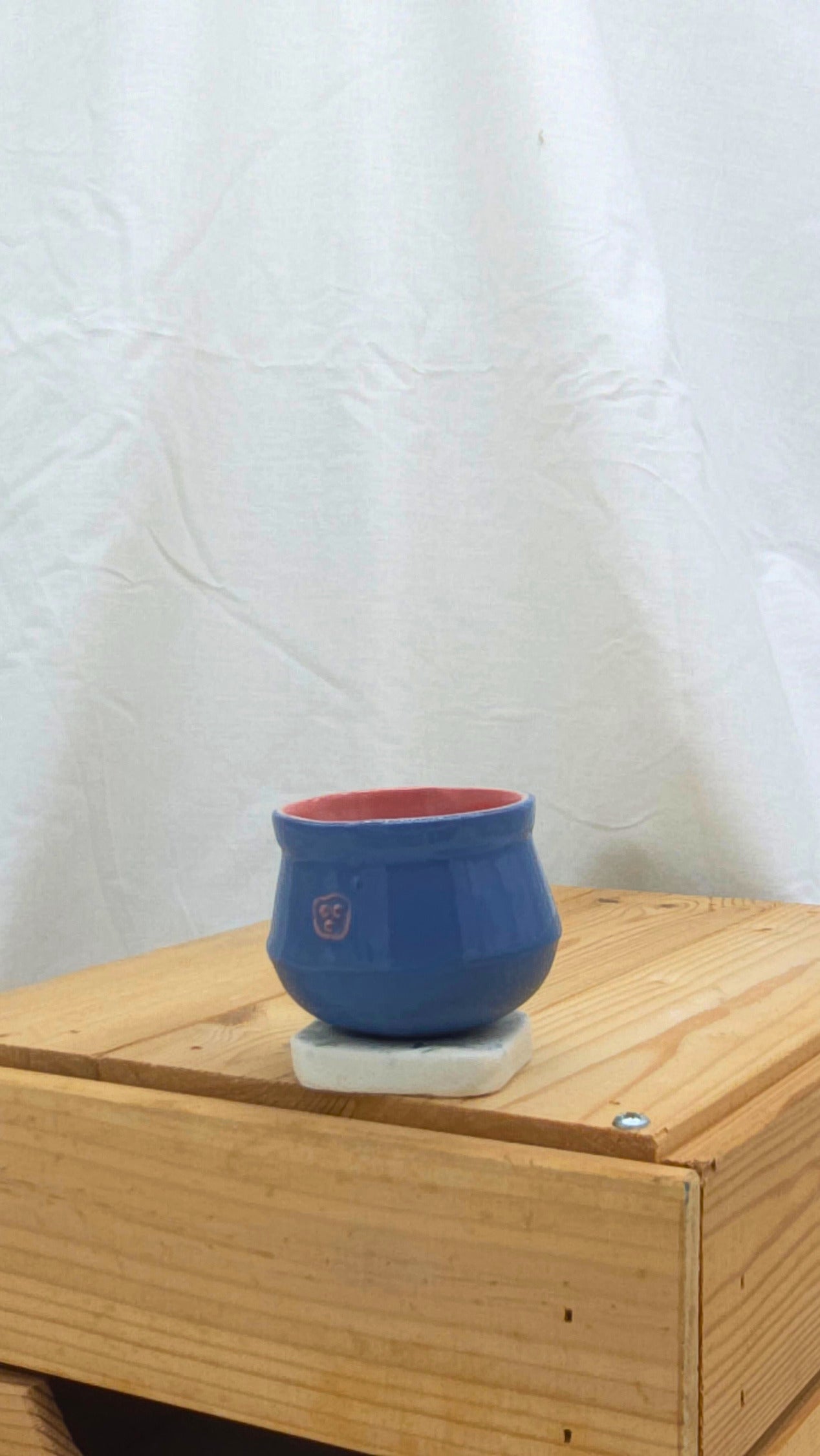 Espresso Cup with Terrazzo Stand - Navy and Pink