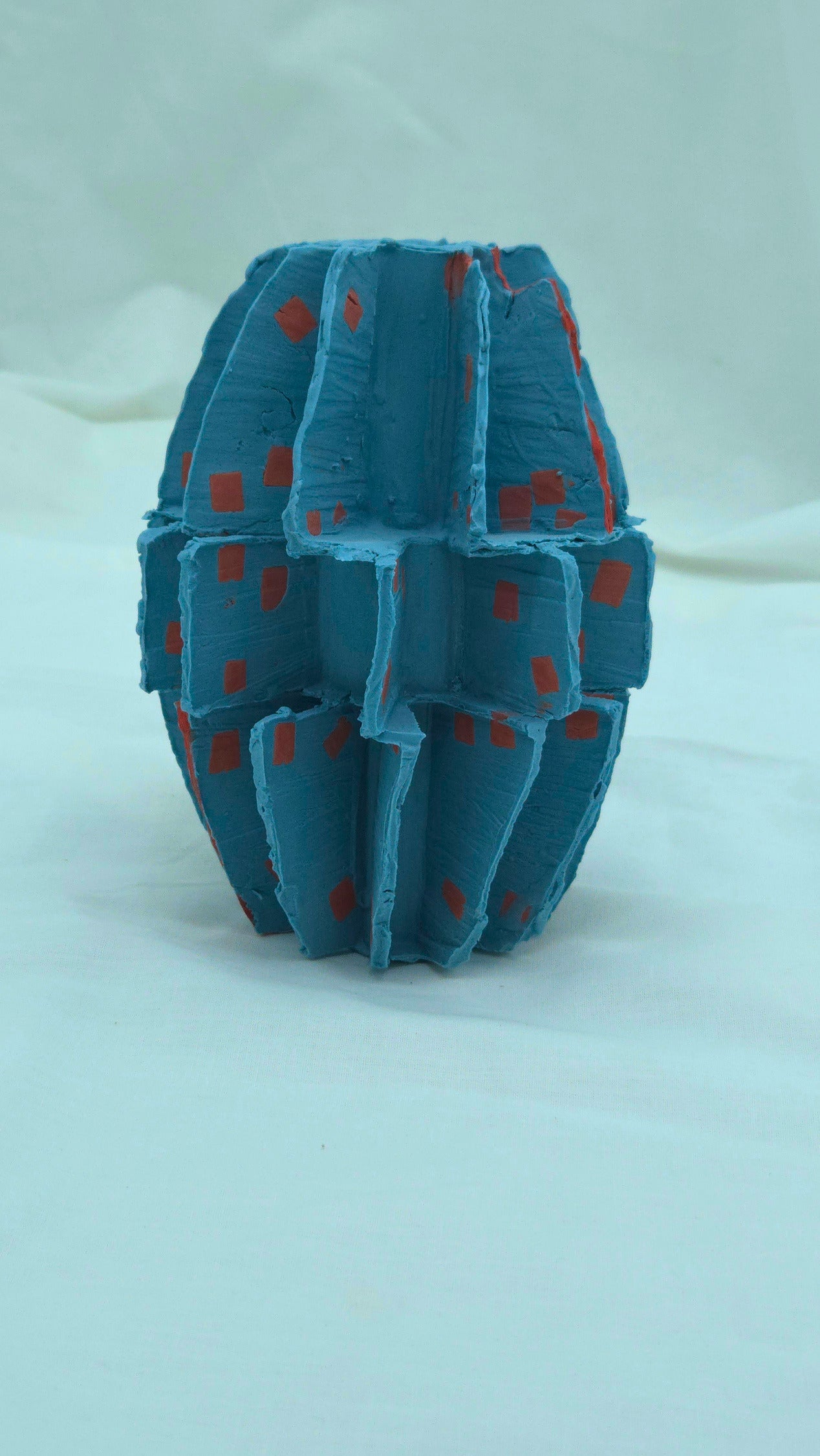 Mini sculpture - Blue with Pink cubes