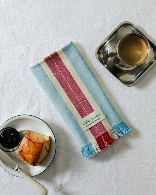 Striped Napkins (Set of 2) - Burgundy / Blue