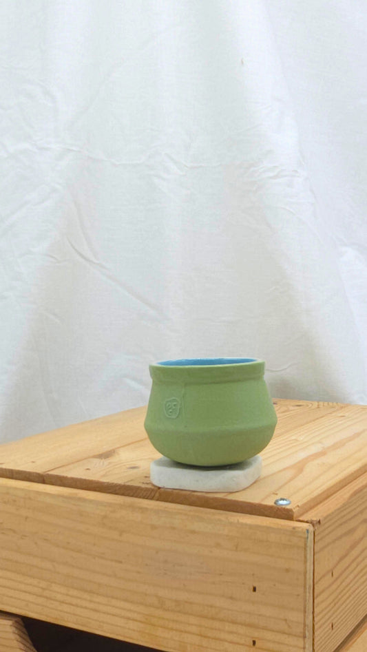 Espresso Cup with Terrazzo Stand - Green and blue
