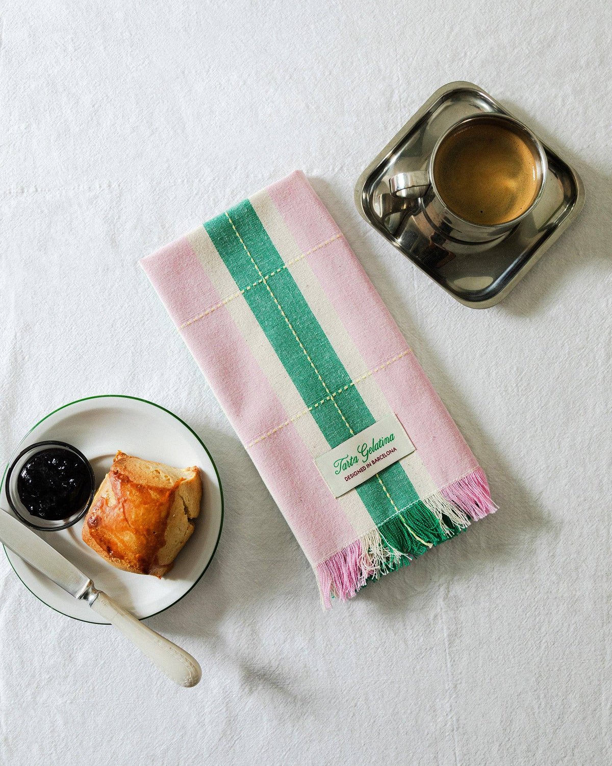Striped Napkins (Set of 2) - Green / Pink