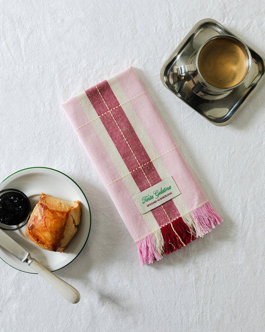 Striped Napkins (Set of 2) - Burgundy / Pink