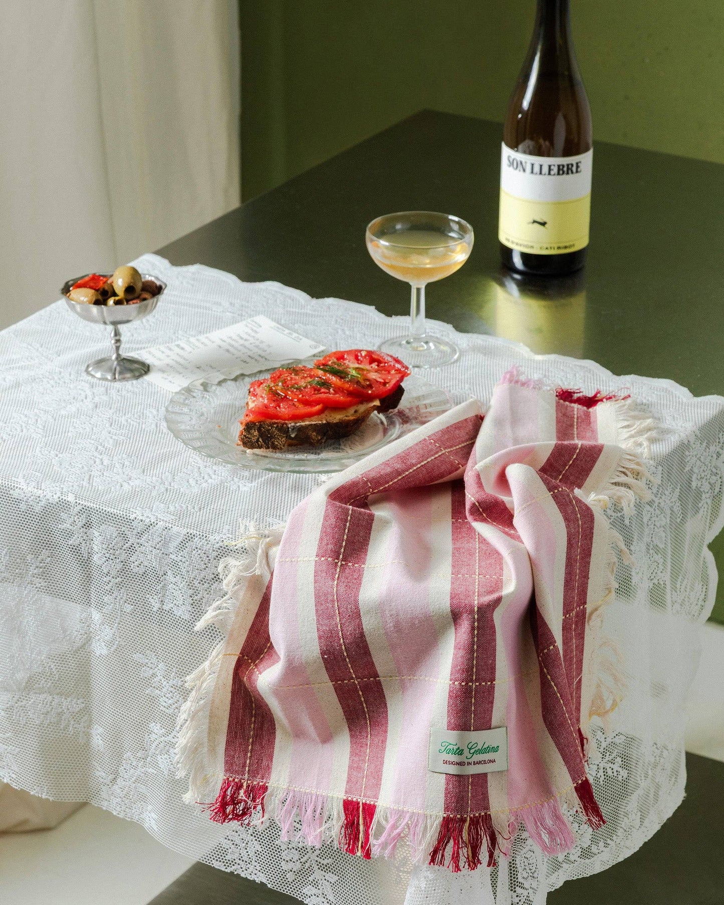 Striped Napkins (Set of 2) - Burgundy / Pink